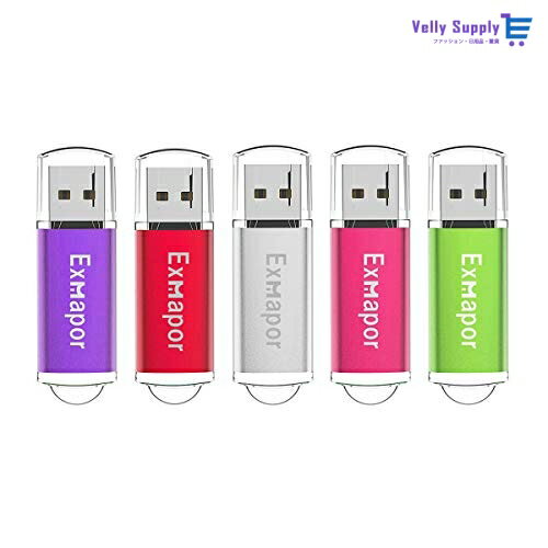 5個セット 32GB USBメモリ キャップ式 Exmapor USBフラッシュドライブ 混合色（紫、赤、銀、ピンク、緑）