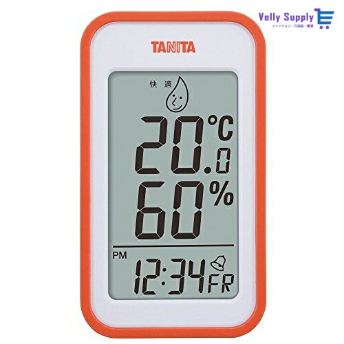 タニタ 温湿度計 時計 カレンダー アラーム 温度 湿度 デジタル 壁掛け 卓上 マグネット オレンジ TT-559 OR
