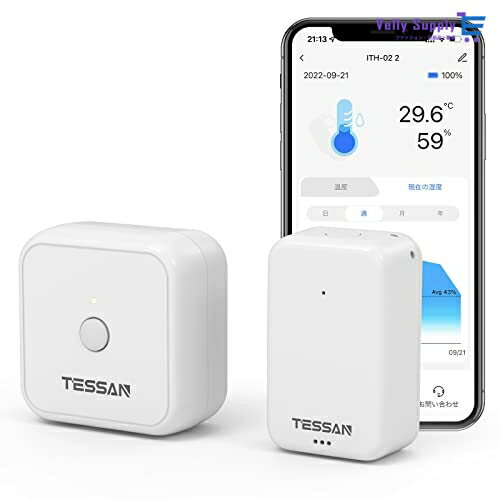 bluetooth温湿度計 TESSAN bluetooth温度計 湿度計 温度湿度計 アラート異常通知 遠隔操作 データ保存 デジタル 高精度 wifiハブ Alexa/Google Assistantに対応 音声制御 梅雨 熱中症対策