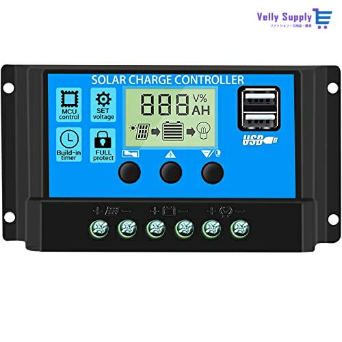 顼 㡼 ȥ顼 30A12V/ 24V 顼 ѥͥ 㡼 ȥ顼 ƥꥸ 쥮졼5V ǥ奢 USB ݡդ¿ǽĴǽ LCD ǥץ쥤 ޡ ON/OFF