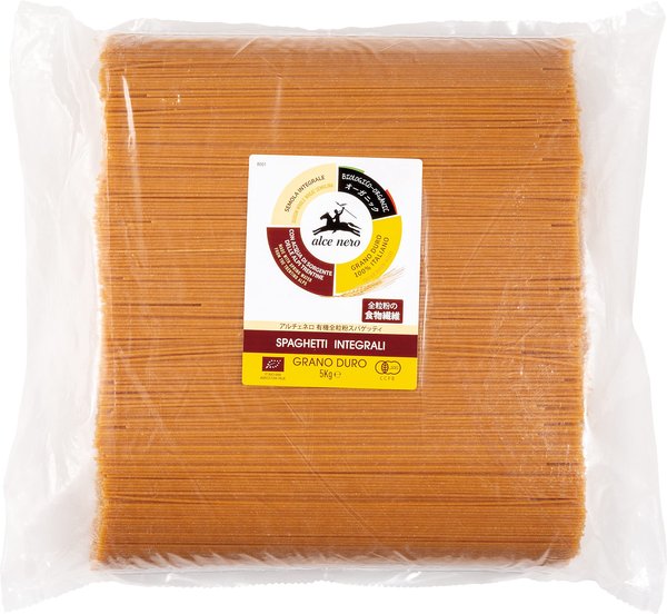 ALCE NERO(アルチェネロ) 有機 全粒粉 スパゲッティ 1.6mm 5kg (オーガニック イタリア産 食物繊維 胚芽 ゆで時間8分)