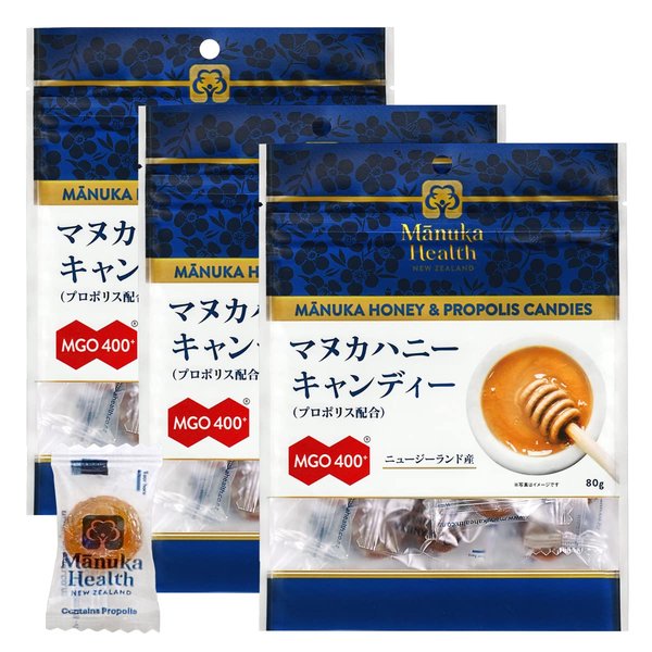 Rakuten - MANUKA HEALTH NEW ZEALAND(マヌカヘルス ニュージランド) 富永貿易 マヌカヘルス マヌカハニー キャンディー (プロポリス 配合) 80g [ 正規品 ニュージーランド産 MGO400+ 個包装 チャック付き ] 80g ×3個
