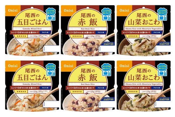 乐天商城 - 尾西食品 アルファ米 レンジプラス 和風セット 3種類×2袋 レンジ調理対応 非常食 保存食 長期保存