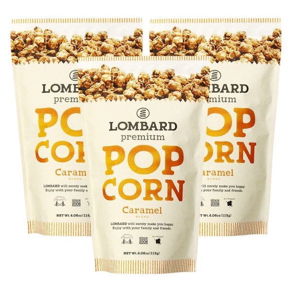 [LOMBARD(ロンバード)] プレミアム ポップコーン キャラメル 115g ×3袋[ 国産 非遺伝子組換えコーン使用 チャック付き ]