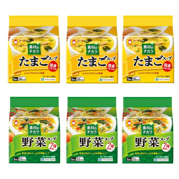 Rakuten - 東洋水産 セット商品マルちゃん 素材の力 たまご&野菜 2種アソート(たまごスープ3個 野菜スープ3個)