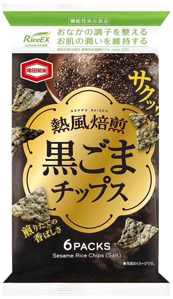 乐天商城 - 亀田製菓 熱風焙煎 黒ごまチップス 60g×12袋