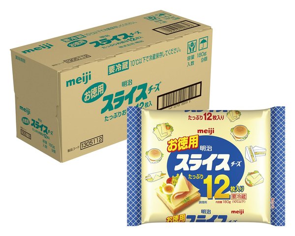 明治(乳製品) お徳用スライスチーズ12枚入り×9袋 クール便 vellysupply-10091772 VellySupply パッケージ画像