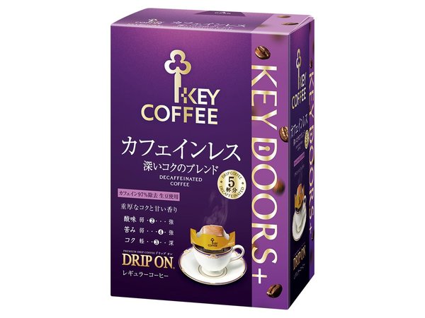 乐天商城 - キーコーヒー KEY DOORS+ ドリップ オン カフェインレス 深いコクのブレンド 5袋x5箱 (25杯分),デカフェ,ドリップコーヒー,レギュラーコーヒー