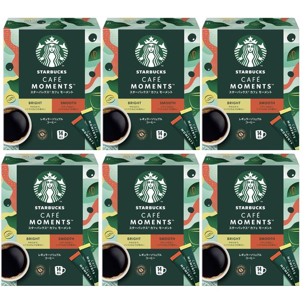 Rakuten - スターバックス カフェ モーメント スティックブラック アソート 14本x6箱,レギュラー ソリュブル コーヒー,個包装