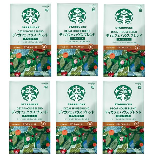 スターバックス コーヒー ディカフェ ハウス ブレンド 140gx6袋,粉,レギュラーコーヒー,ミディアム ロースト
