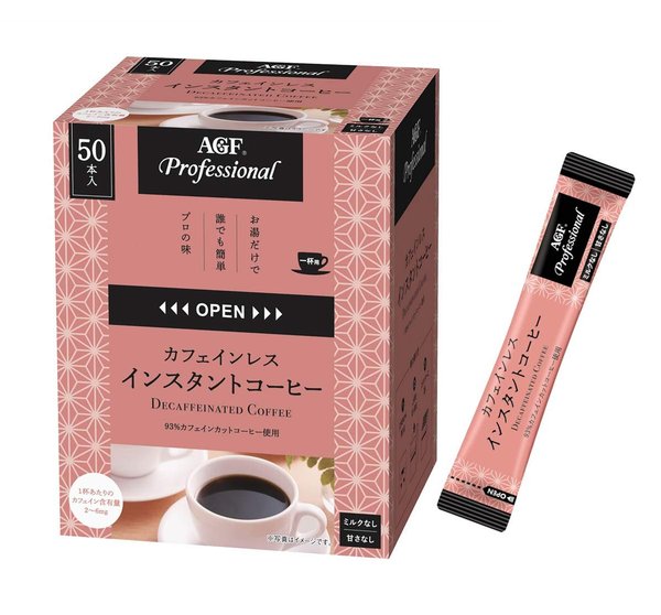 AGF プロフェッショナル カフェインレスインスタントコーヒー1杯用 50本 スティックコーヒー デカフェ・ノンカフェイン 2グラム (x 50)