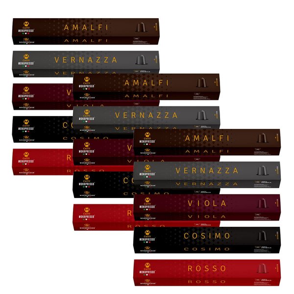 Mokapresso(モカプレッソ) カプセルコーヒー 5種アソートセット VIOLA ROSSO VERNAZZA COSIMO AMALFI 国内正規品 15箱セット(150カプセル)