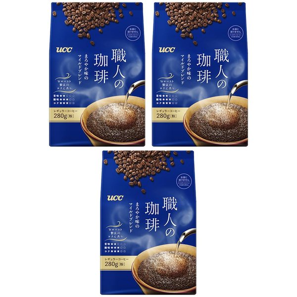 乐天商城 - 職人の珈琲 まろやか味のマイルドブレンド 粉 840g (280gx3個)コーヒー粉