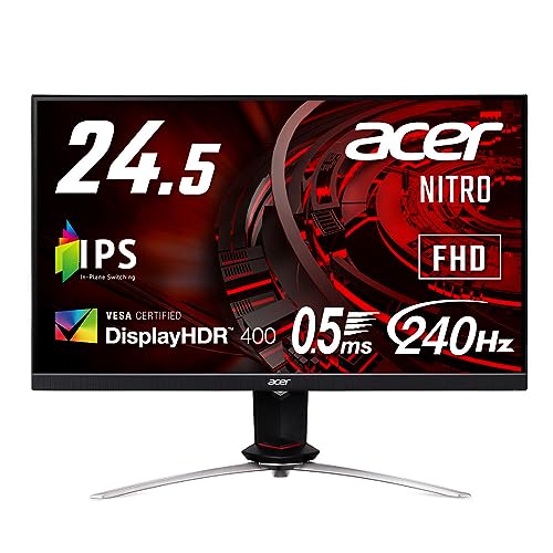 日本エイサー Acer ゲーミングモニター Nitro XV253QXbmiiprzx 24.5インチ IPS 非光沢 フルHD 0.5ms(GTG, Min.)240Hz HDMI USB3.0 G-SYNC Compatible VE