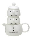 サンアート かわいい食器 「 Tea for Two 」 ティーポット&カップ(2人用ティーセット) ホワイト SAN201