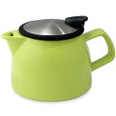フォーライフ ティーポット 陶器 470ml 2-3杯用 茶こし付き 食洗機対応 本体電子レンジ対応 蓋が落ちない 片手で注げる ライム 緑 ベルティーポット ...