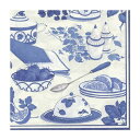 Caspari カスパリ ファッション ペーパー タオル Breakfast blueo 20枚入り 30×30cm おしゃれな紙ナプキン 4741L