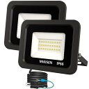 MIKISEN led 投光器 作業灯 看板灯 20w 電球色 2300LM 3000K 180w相当 1.8コード IP66防水 アース端子付2Pプラグ 12...