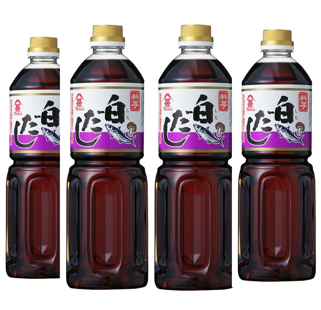 4本料亭の味 料亭白だし 1L フジシン まとめ買い うすくちしょうゆ 濃口しょうゆ 調味料 日本料理 鰹節 椎茸 吸い物 雑煮 うどん そば おでん 茶碗蒸し 天つゆ 丼もの 納豆のタレ 煮物 鍋 アレンジ自由 おまけ付(シール)