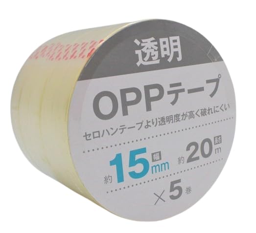 OPPテープ 透明 15mm×20m 5巻