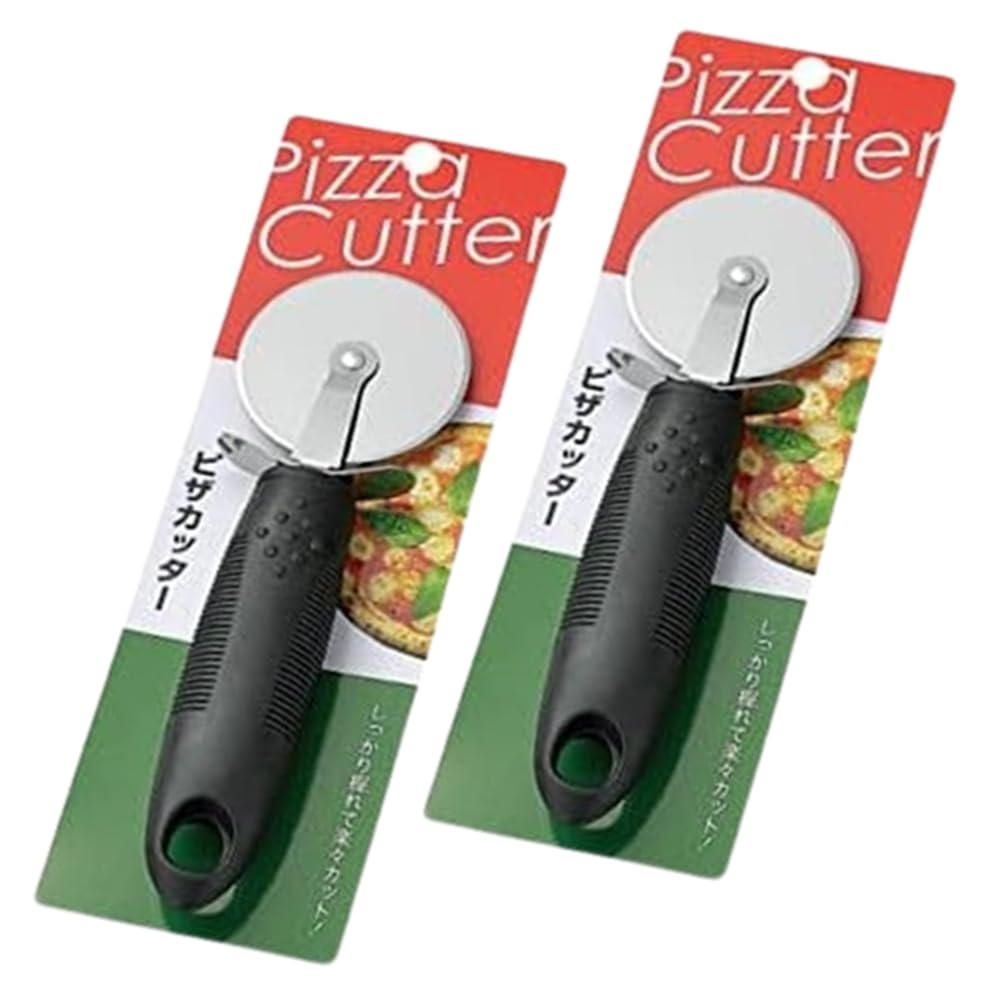 ピザカッター 2個(ブラック) エコー金属 ピザナイフ 切り分け しっかり握れる 楽々カット 家庭用 業務..