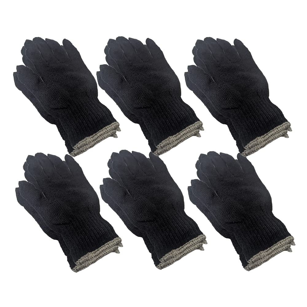 2本編み作業用軍手 6双組手にフィットしやすく汚れが目立たない