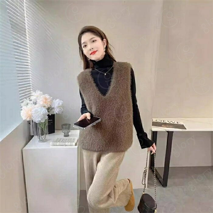 ニットベスト レディース 秋冬 シャギーニット ベスト シャギーベスト ニット Vネック レイヤード シャギー ジレ 着回し トレンド トップス 毛足長め プルオーバー セーター ノースリーブ おしゃれ きれいめ 重ね着 定番 20代 30代 40代 50代 velny-10060374 Velny サンプル画像2