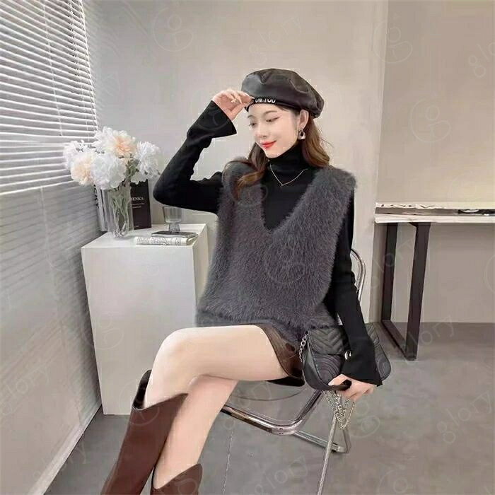 ニットベスト レディース 秋冬 シャギーニット ベスト シャギーベスト ニット Vネック レイヤード シャギー ジレ 着回し トレンド トップス 毛足長め プルオーバー セーター ノースリーブ おしゃれ きれいめ 重ね着 定番 20代 30代 40代 50代 velny-10060374 Velny サンプル画像3