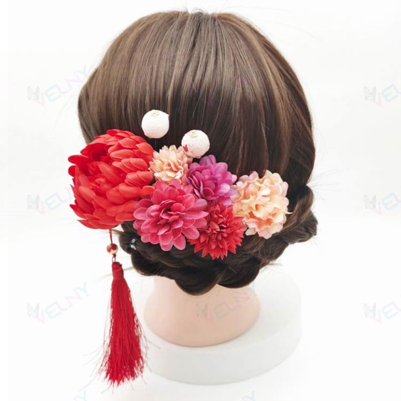 夏祭り 振袖 上品 髪飾り 9点セット 成人式 高級感 花 華やか ヘアアクセサリー 浴...
