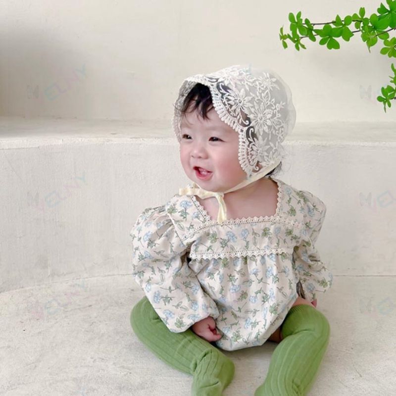 Velnyのベビー リボンレース ボンネット 赤ちゃん ベビーボンネット レース 帽子 赤ちゃん帽子 レース風 かわいい おしゃれ 出産祝い プレゼント 記念撮影 写真 保育園 おでかけ 春秋夏 アウトドア 外遊び 可愛い ベビー用品 ファッション 小物｜アングル2