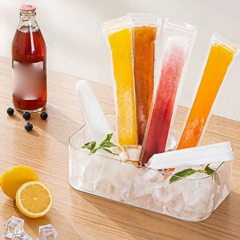 Velnyのお茶 製氷袋 多用途 製氷皿 透明 DIY 耐久性 製氷器 200枚 暑い夏に涼し 氷皿 氷 離乳食 アイスキャンディメーカー 棒状の氷づくりに 製氷袋 製氷袋 スティック ボトルに入れやすい 自宅 細長 お酒用氷 収納 夏用 小分け｜アングル2