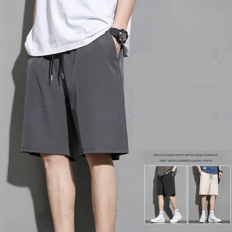 Velnyの冷感 ハーフパンツ メンズ 夏服 2枚セット！ショートパンツ ハーフパンツ イージーパンツ ストレッチ 速乾 吸水 大きいサイズ イージーパンツ メンズ ひざ丈 涼しい ひざ下 6分丈 太め ゆったり ボトムス 半ズボン 服 夏 春服 接触冷感｜アングル2