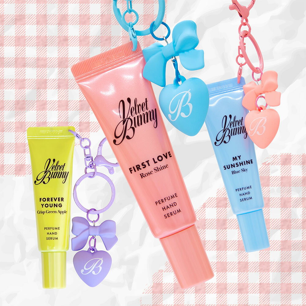 ＼20%OFF／【新発売！】【公式】Velvet Bunny ベルベットバニー パフュームハンドセラムキーリング15ml 5種から選択 (FOREVER YOUNG / MY SUNSHINE / FIRST LOVE / SILKY MORNING / VIOLET KISS) 高保湿 ヴィーガン ベタつかない 24hどこでも香る指先に ギフト ミニサイズ