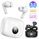 ワイヤレスイヤホン bluetooth イヤホン bluetooth5.3 ANC ENC ノイズキャン LED 残量表示 マイク 自動ペアリング 25時間連続...