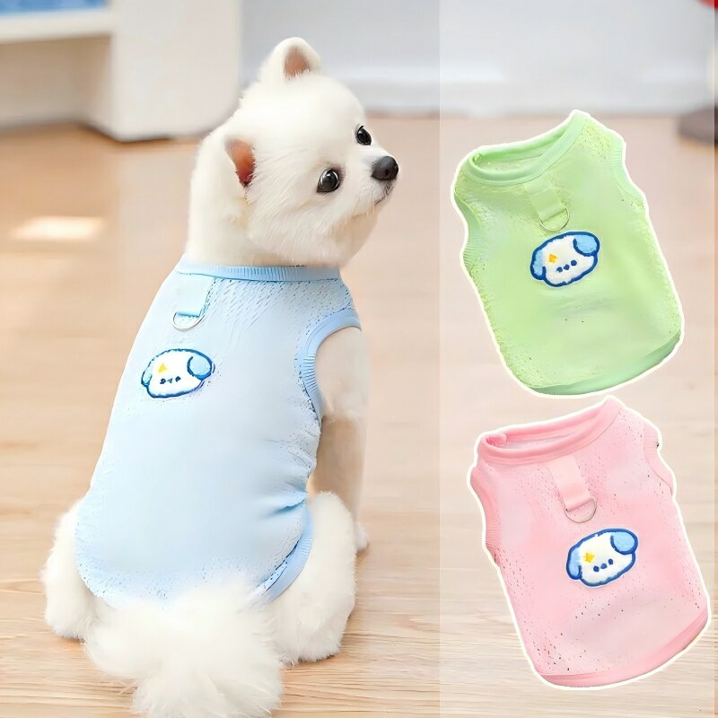 乐天商城 - 犬 服 春 タンクトップ 小型犬 中型犬 猫服 キャミソール ノースリーブ ハーネス不要 ボーダー ストライプ かわいい ワッペン付き ペット服 薄手 涼しい 通気性抜群 散歩 お出かけ おしゃれ プチプラ 室内着 お揃い 夏