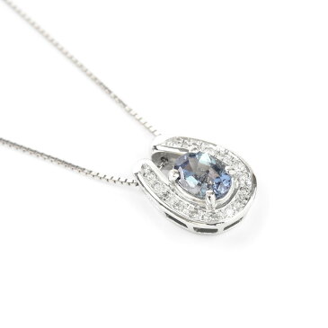 限定1点もの アレキサンドライト K18WG 馬蹄 ホースシュー 変色効果 カラーチェンジ 6月の誕生石 0.62ct ダイヤモンド 0.07 ネックレス ペンダント 天然石 宝石