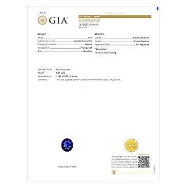 ロイヤルブルー サファイア リング 指輪 Pt900 プラチナ 5.51ct GIA鑑別書 天然石 宝石 限定1点もの