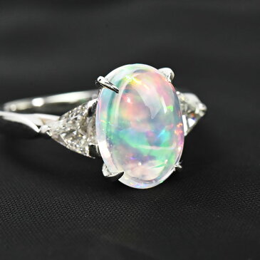 メキシコオパール リング 指輪 Pt900 プラチナ オパール 3.23ct ダイヤモンド 天然石 宝石 限定1点もの