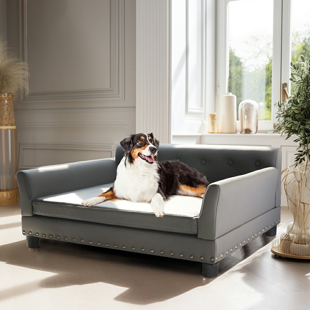 Wisfor 犬用ソファベッド 脚付き ペットベッド 中型犬 小型犬 大型犬用ベッド ペット用ソファーベッド 寝床 通年 丈夫 おしゃれ 防水 オールシーズン 冬 夏 かわいい 大きい 高反発 頑丈 L型 多頭飼い グレー