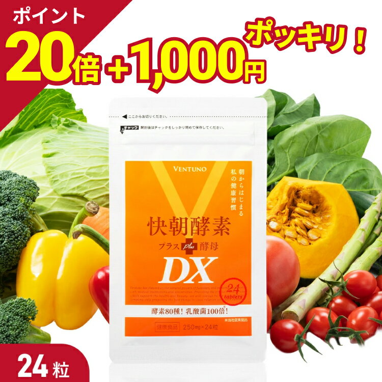 快朝酵素プラス酵母DX 24粒 サプリ ダイエット 乳酸菌 酵素 サプリメント 難消化性デキストリン アロエベラ ビタミン 健康食品 酵母 アミノ酸 タンパク質 食物繊維 フコイダン