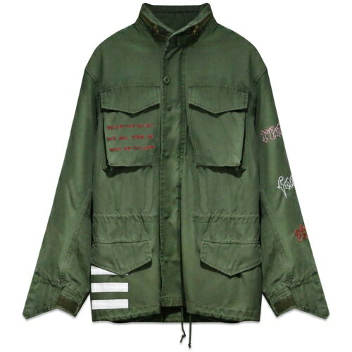 AS65 / Military Vintage Field Jacket With Embroidery & Prints