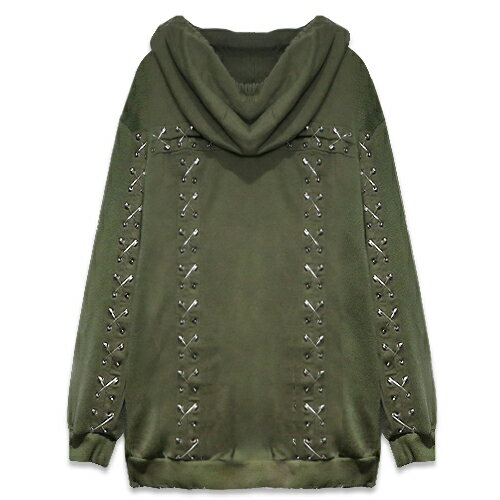 AS65 / Distressed Pin Velvet Laces Hoodie