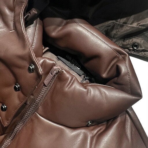 WASTED PARIS / Faux Leather Hood Puffer Jacket