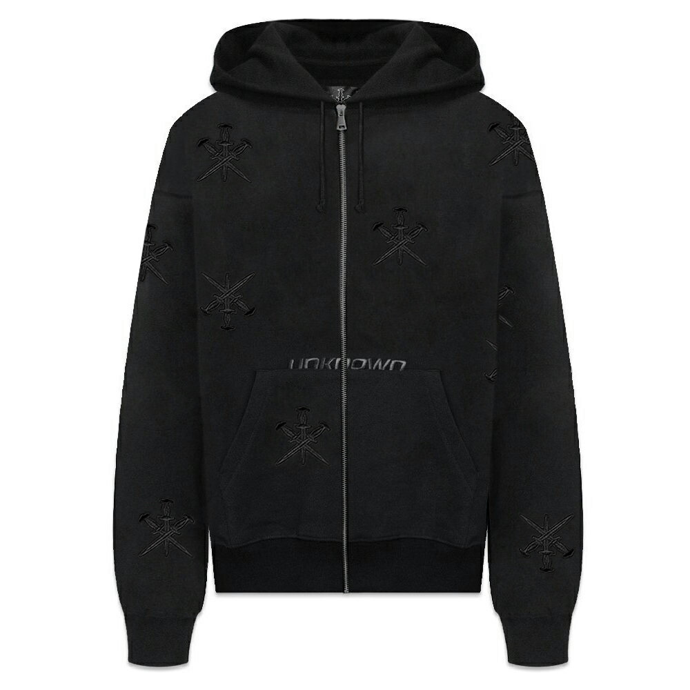 UNKNOWN LONDON / Dagger Embroidery Zip Up Hoodie