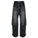 BLR BLUER / Curved Cargo Washed Denim Pants