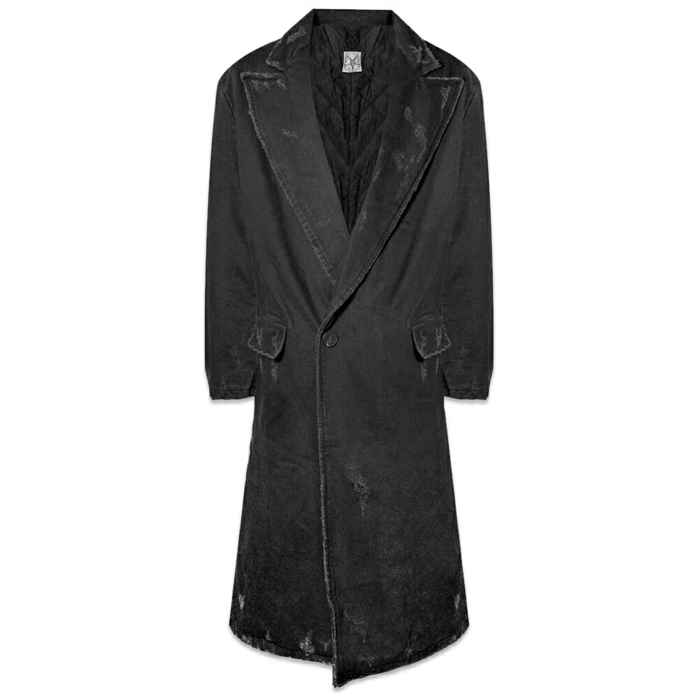EMOstanceclub / Black Distressed Denim Coat
