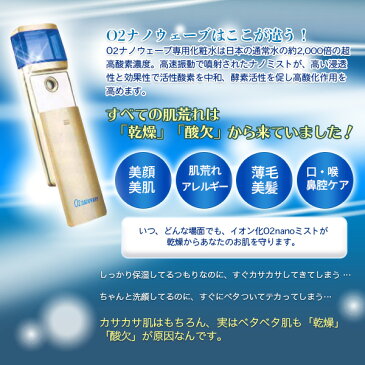!送料無料!ヒルナンデスで紹介!スミス楓ご愛用!O2ナノミスティ・ナノウェーブ(オーツーナノウェーブ) セット / 本体+専用酸素水 いつでもどこでも30秒で潤いチャージ メイク直し 口臭ケア 乾燥が気になるときに 美肌 美顔 肌荒れケア 美髪