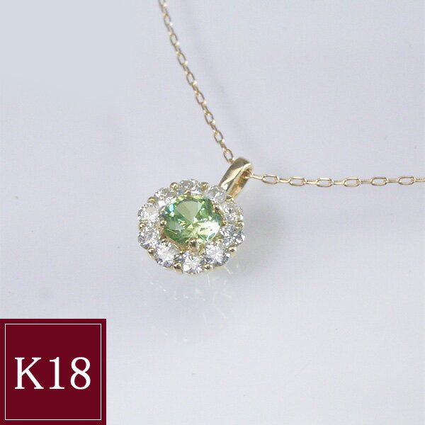 K18 デマントイドガーネット ダイヤモンド ネックレス 18金 一粒 ネックレス レディース 品番tc-0100 2営業日前後の発送予定