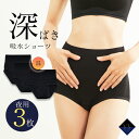 【3枚セット】吸水ショーツ サニタリーショーツ レディース 深履き 吸水量 100ml 綿100% 夜用 4層構造 黒 S-4XL