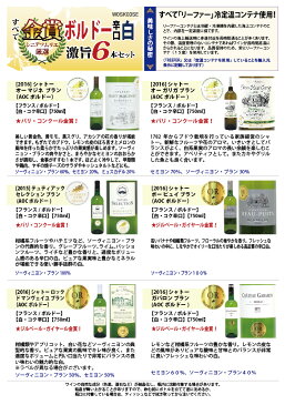 ▽【6大ワインセット 2セット500円引】白ワイン ワインセット すべて金賞ボルドー辛口白激旨6本セット 送料無料 金賞 ワイン ギフト gift ^W0SK03SE^